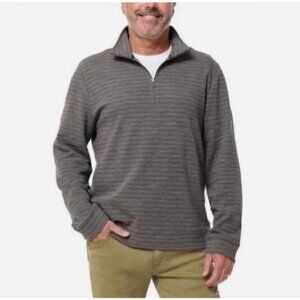 NWOT Dockers Men's Size L Gray Striped 1/4 Zip Pullover Sweatshirt Mock neck